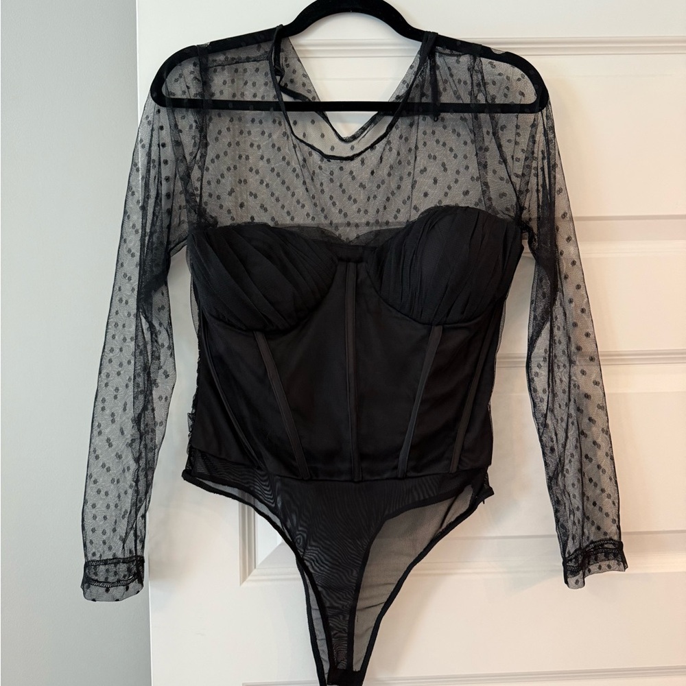 Elegant Black Sheer Long Sleeve Bodysuit from Lulus